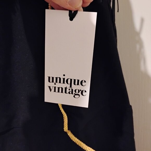 Unique Vintage Maines Black Jumpsuit with Gold Trim NWT - Picture 7 of 12